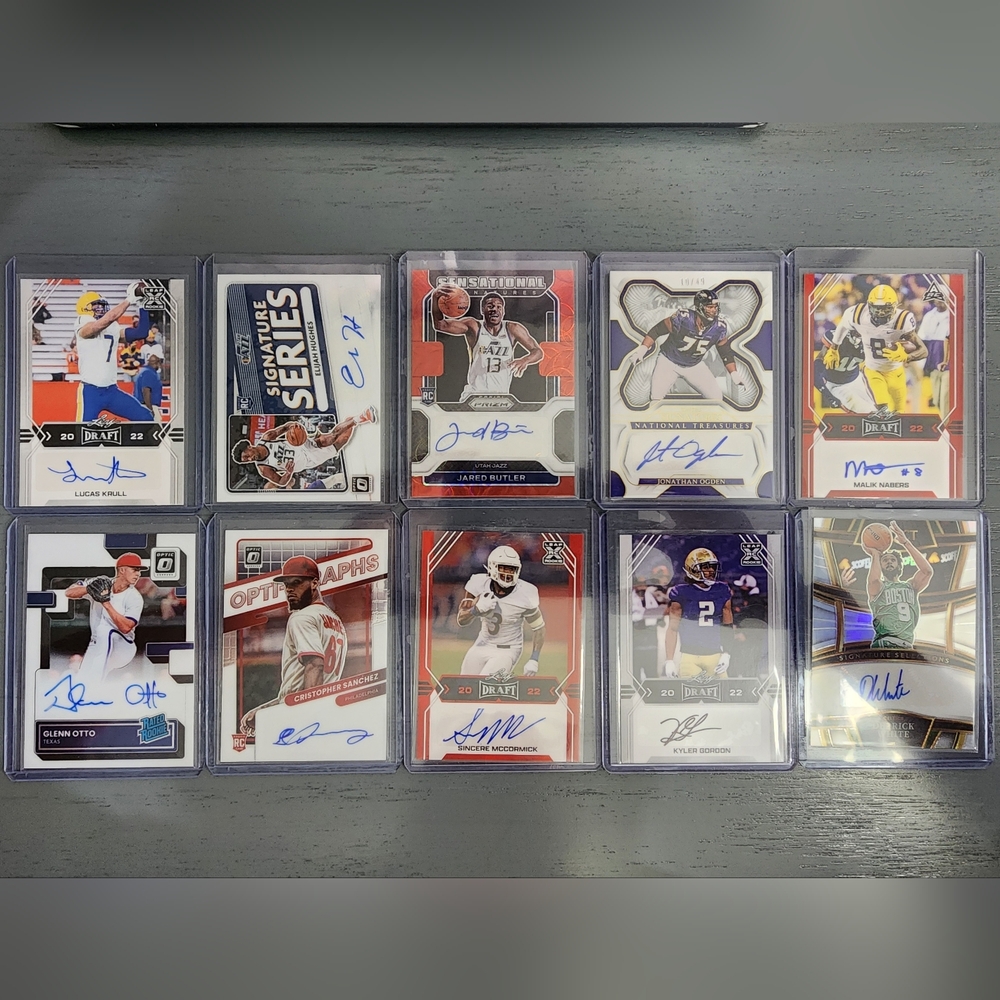 Autographed Sports Trading Cards Collection (10 Signed Cards) Cross Posted